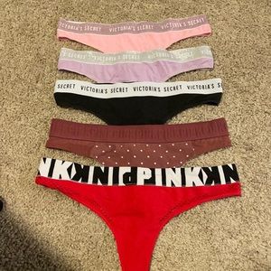 Set of 5 PINK/VS panties thing! Size Large